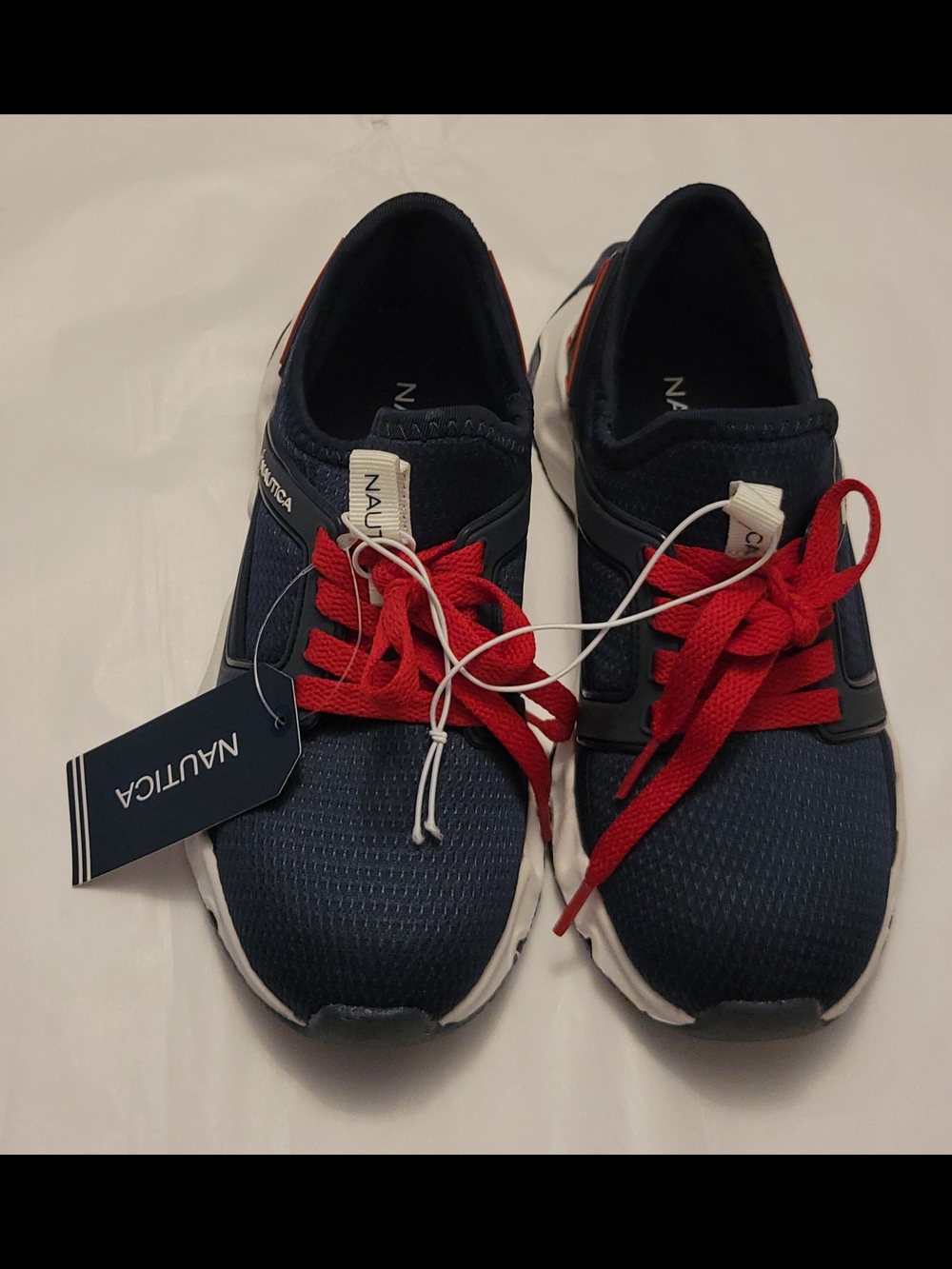 Nautica Navy Athletic Sneakers with Red Laces